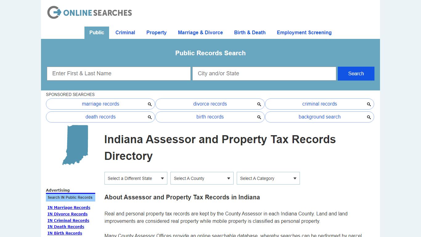 Indiana Assessor and Property Tax Records Directory