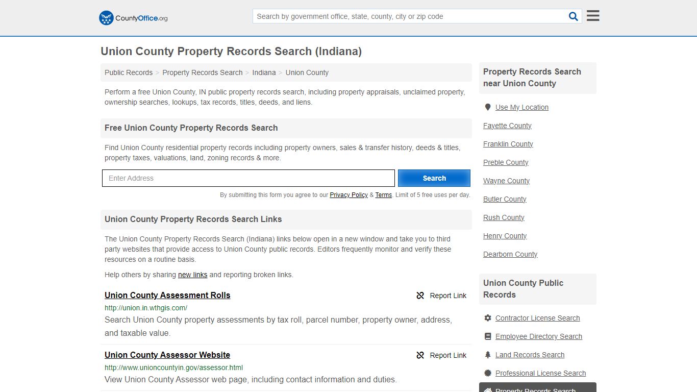 Union County Property Records Search (Indiana) - County Office